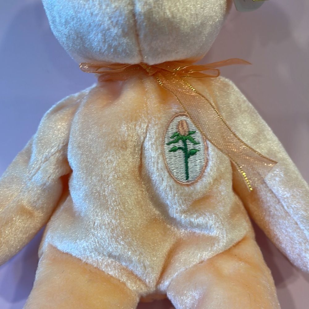 Ty Beanie Babies 2001 Dearest the Bear Peach Coloured Bear Excellent Condition - Picture 10 of 10